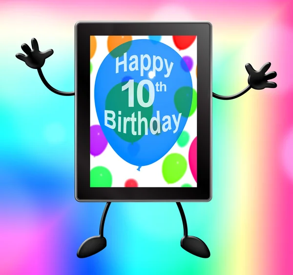 Multicolored Balloons For Celebrating A 10th or Tenth Birthday T — Stock Photo, Image