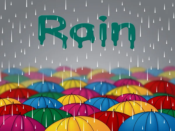 Yağmur şemsiye şemsiye yağmur damlaları ve duş gösterir — Stok fotoğraf