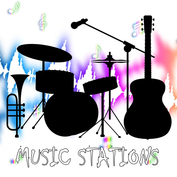 Müzik istasyonları gösterir ses parçalarını ve ses — Stok fotoğraf