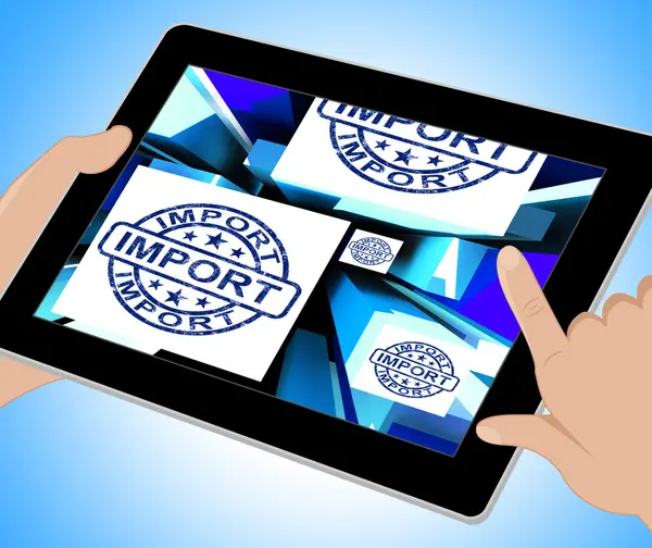 Import op de kubussen waaruit importeren producten Tablet — Stockfoto