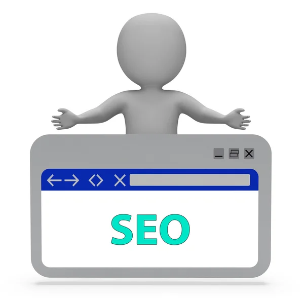 Página web de Seo significa motor de búsqueda 3D Rendering — Foto de Stock