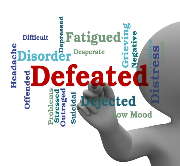 Defeated Word Indicates Overpower Wordcloud 3d Rendering — Stock Photo, Image