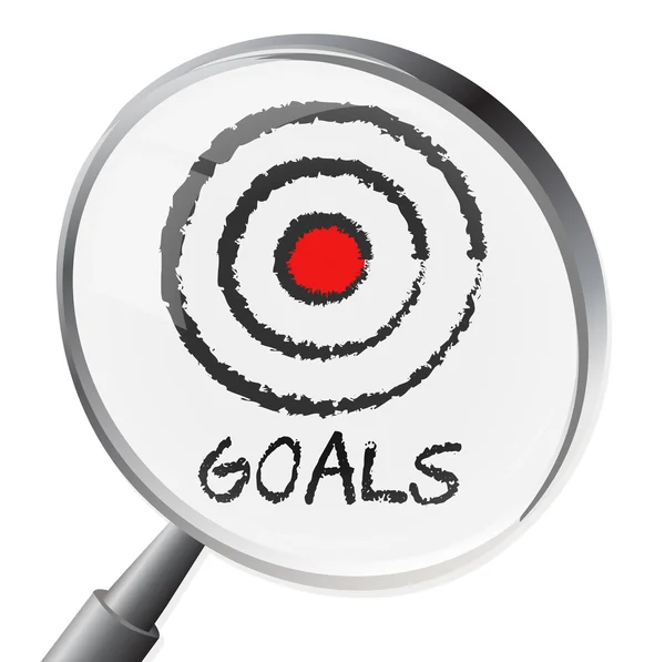 Goals Magnifier Shows Magnify Desire And Wishes — Stock Photo, Image