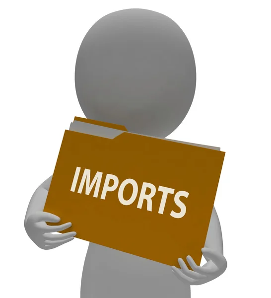 Imports Folder Means Imported Cargo 3d Rendering — Stock Photo, Image