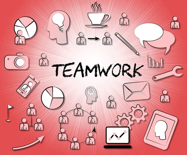 Iconos de trabajo en equipo significa equipos juntos y organizados — Foto de Stock