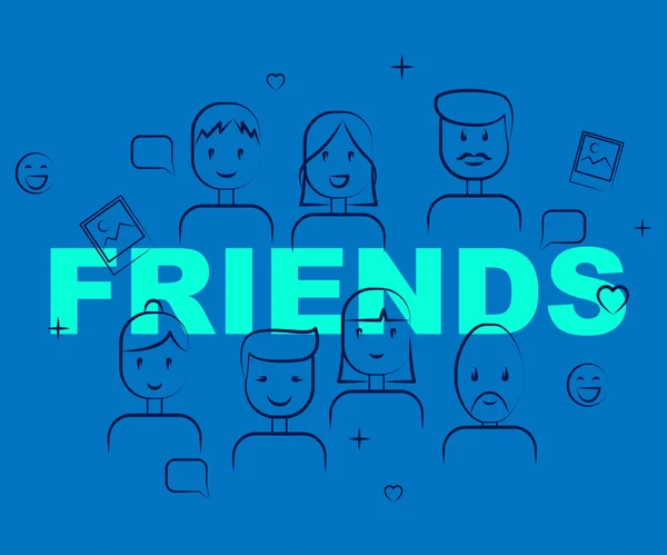 Friends Together Means Group Buddies And Friendship — Stock Photo, Image