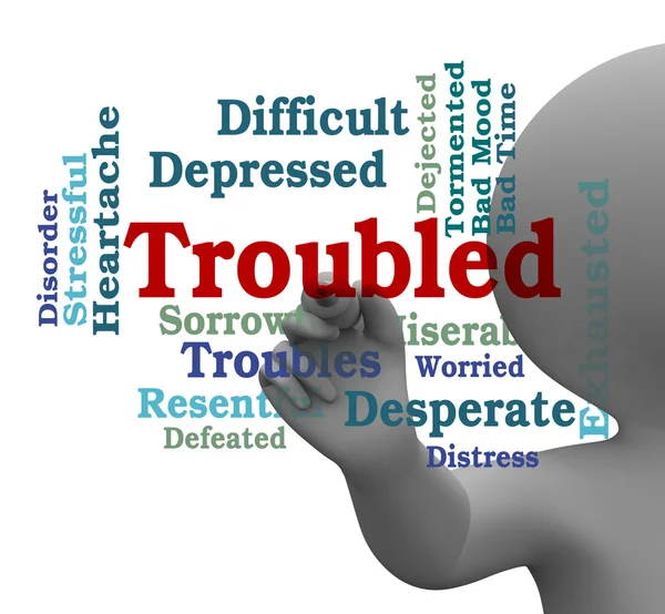 Troubled Word Represents Difficult Problem 3d Rendering — Stock Photo, Image