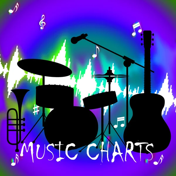 Música Charts Shows Hit Parade And Songs — Fotografia de Stock