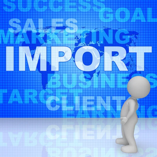 Import Word Represents Imported Cargo 3d Rendering — Stock Photo, Image