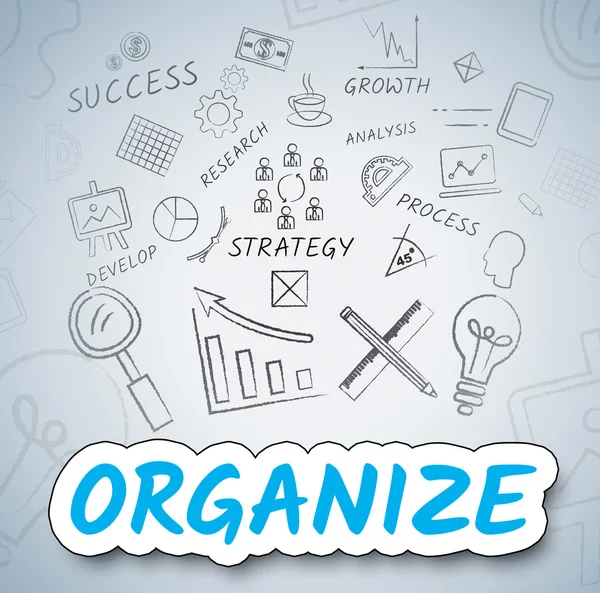 Organizarea icoanelor indică organizarea și aranjarea managementului — Fotografie, imagine de stoc