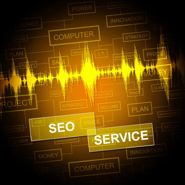 Oznacza usługi SEO, Search Engine Optimization i indeksowania — Zdjęcie stockowe
