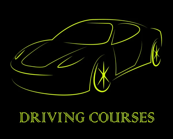 Cursos de condução significa programa de carro ou aulas de motorista de veículo — Fotografia de Stock