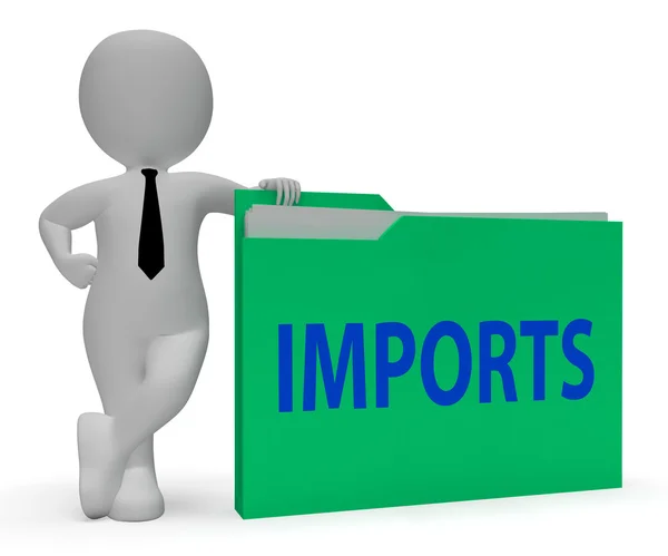 Imports Folder Represents Business Freight 3d Rendering — Stock Photo, Image