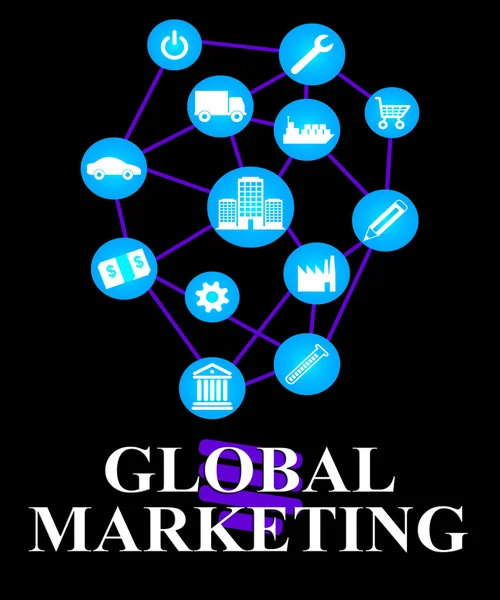 Global Marketing Represents World Ecommerce Or Worldwide Promoti — Stock Photo, Image