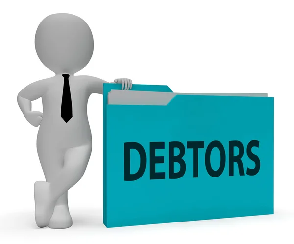 Debtors Folder Indicates Lender Debt 3d Rendering — Stock Photo, Image