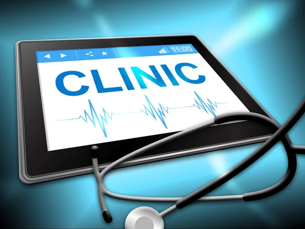 Tablet clinica significa Ilustrazione 3d online medicina — Foto Stock