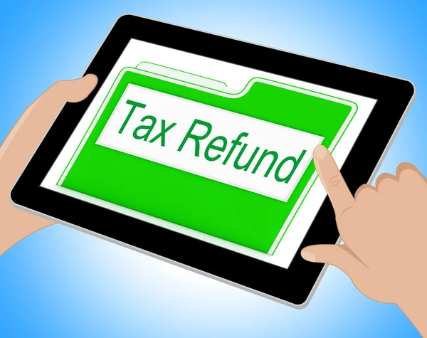 Возврат налогов показывает возмещение уплаченных налогов в Интернете 3d иллюстрация — стоковое фото