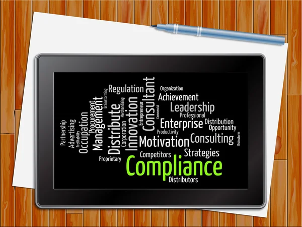 Compliance Word Shows Agreement Online 3d Illustration — Stock Photo, Image