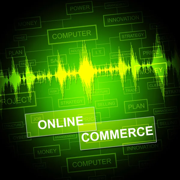 Online Commerce Means Internet Trade and Business — стоковое фото