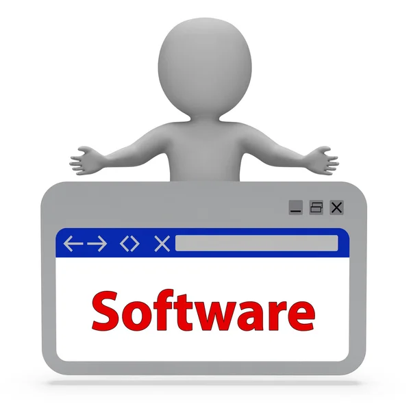 Software webpagina vertegenwoordigt browsen programma's 3D-Rendering — Stockfoto