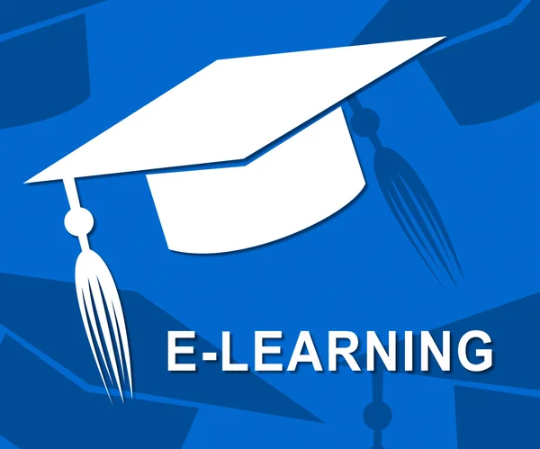 Elearning Mortarboard montre l'éducation en ligne Université d'apprentissage — Photo