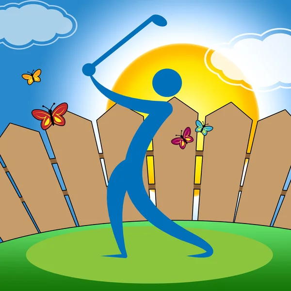 Golf Swing указывает на Fairway Golfer And Playing — стоковое фото