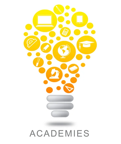 Akademier glödlampa representerar högskolor institut och skolor — Stockfoto