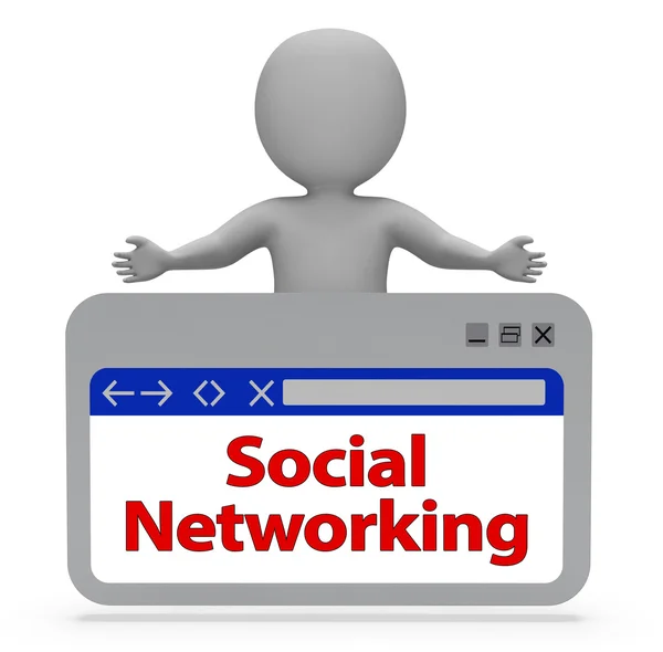 Social Networking Online wskazuje, Forum posty 3d renderowania — Zdjęcie stockowe