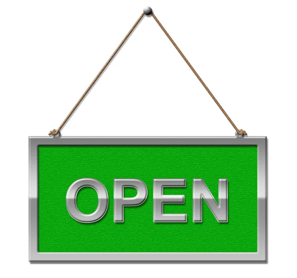 Open Sign Represents Grand Opening Or Launch — Stock Photo, Image