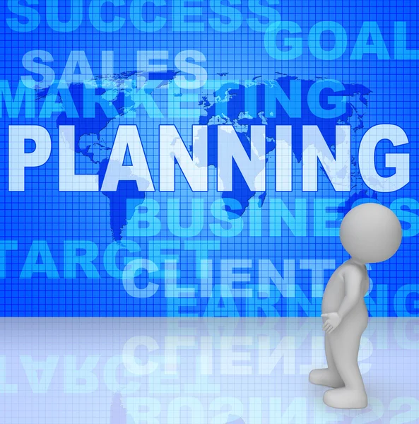 Planning Character Represents Goals And Objectives 3d Rendering — Stock Photo, Image