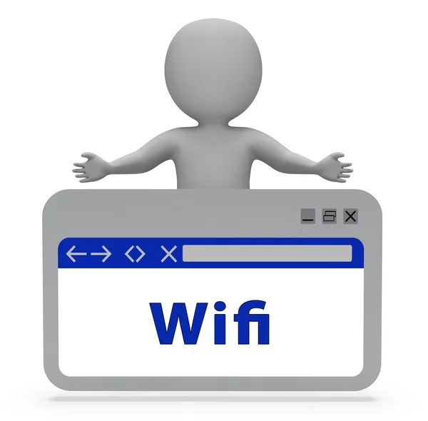 Wifi 上网网页显示无线互联网 3d 渲染 — 图库照片