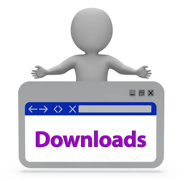 Downloads Webpage Represents Downloading Files 3d Rendering — Stock Photo, Image