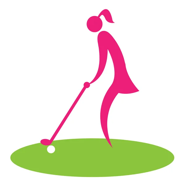Kobieta Teeing pokazuje pole golfowe golfista — Zdjęcie stockowe
