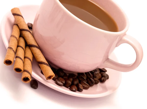 Galletas de pausa de café muestra galletas de oblea y barista —  Fotos de Stock