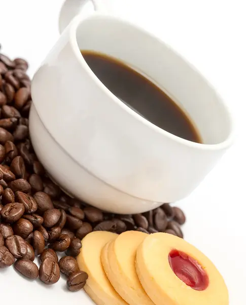 Heart Coffee Beans Means Hot Drink And Java — Stock Photo, Image