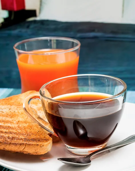 Breakfast In Bed Represents Morning Meal And Beds — Stock Photo, Image