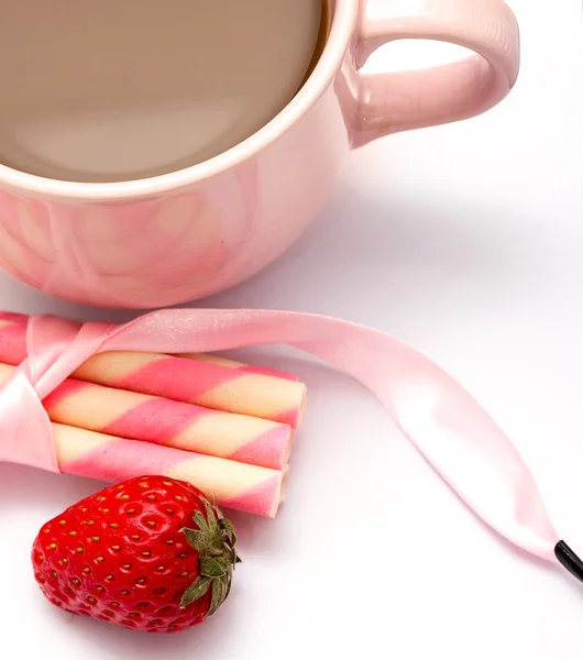 Koffie met koekjes middelen Brew drank en verfrissing — Stockfoto