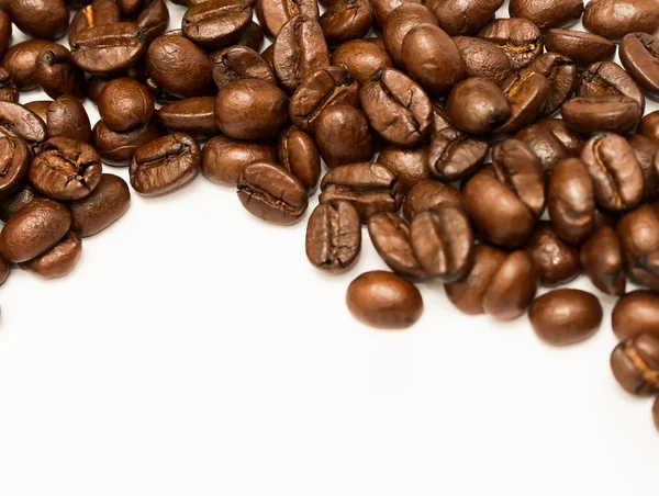 Kahve çekirdekleri kopya alanı ve demlemek gösterir — Stok fotoğraf
