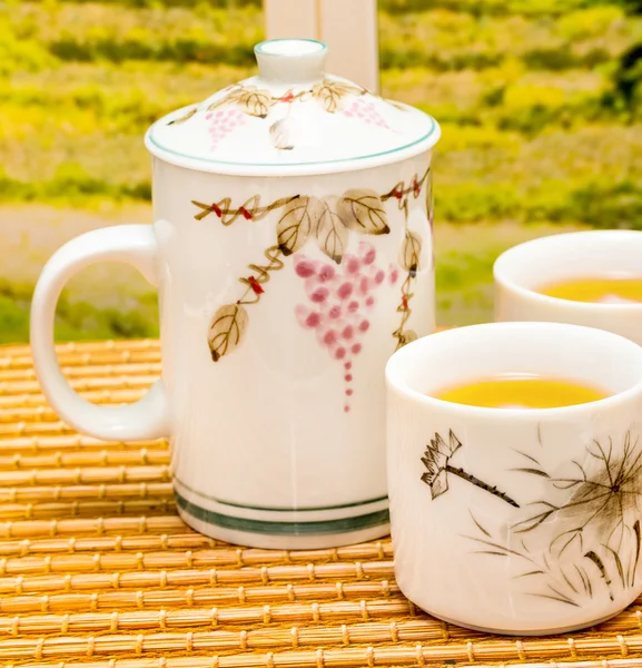 Green Tea Break Represents Beverage Refreshing And Refreshment — Stock Photo, Image