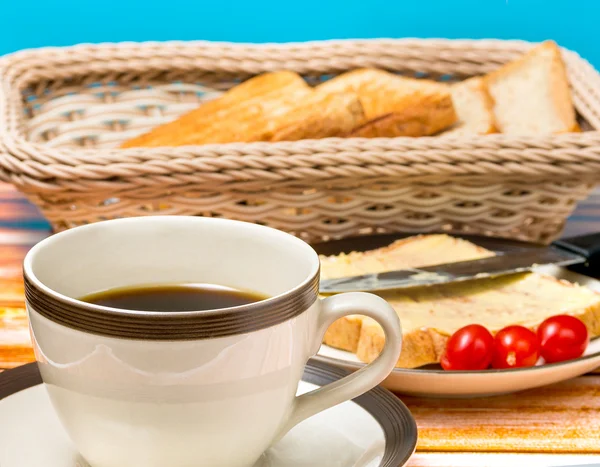 Desayuno Café Negro Significa Comida y Bebida por la Mañana —  Fotos de Stock