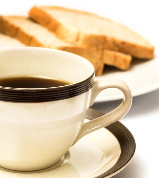 Kahve ve ekmek anlamına gelir yemek vakti ve içecek — Stok fotoğraf