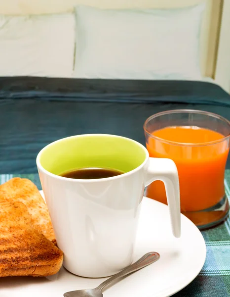 Kahve ve tost ekmek ve Break temsil eder — Stok fotoğraf