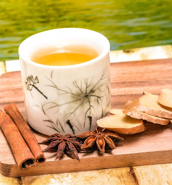Refreshing Ginger Tea Shows Teacup Drinks And Refreshes