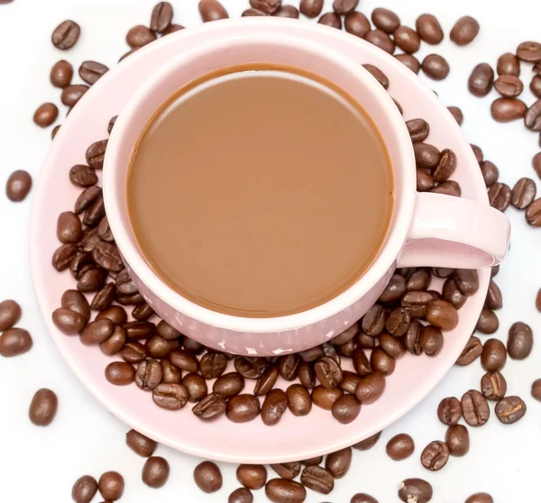 Taze kahve çekirdekleri anlamına gelir içecek Kupası ve demlemek — Stok fotoğraf