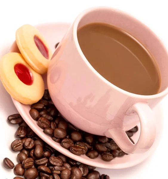 Kurabiye kahve molası anlamına gelir sıcak içecek ve tazelik — Stok fotoğraf