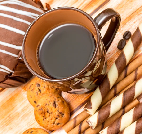 Biscuits And Coffee Represents Delicious Cookie And Crackers — Stock Photo, Image