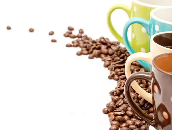 Cafeaua cu boabe de cafea indica spatiu gol si cofeina — Fotografie, imagine de stoc