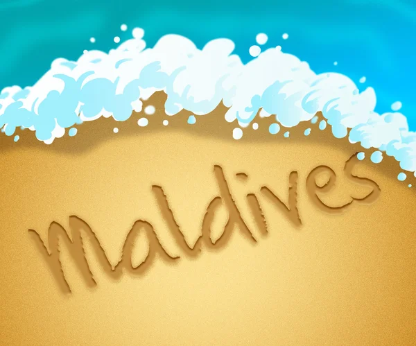 Maledivy dovolená ukazuje tropická dovolená 3d obrázek — Stock fotografie