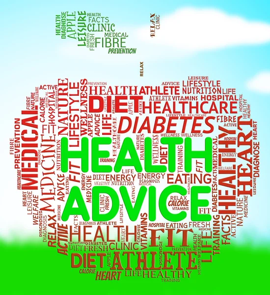 Health Advice Means Wellbeing Guidance and Advisory — стоковое фото