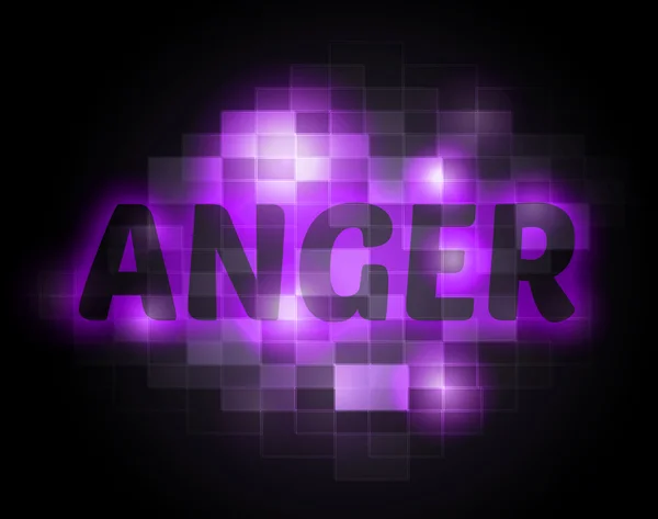 Anger Word Indicates Unhappy Annoyed And Rage — Stock Photo, Image